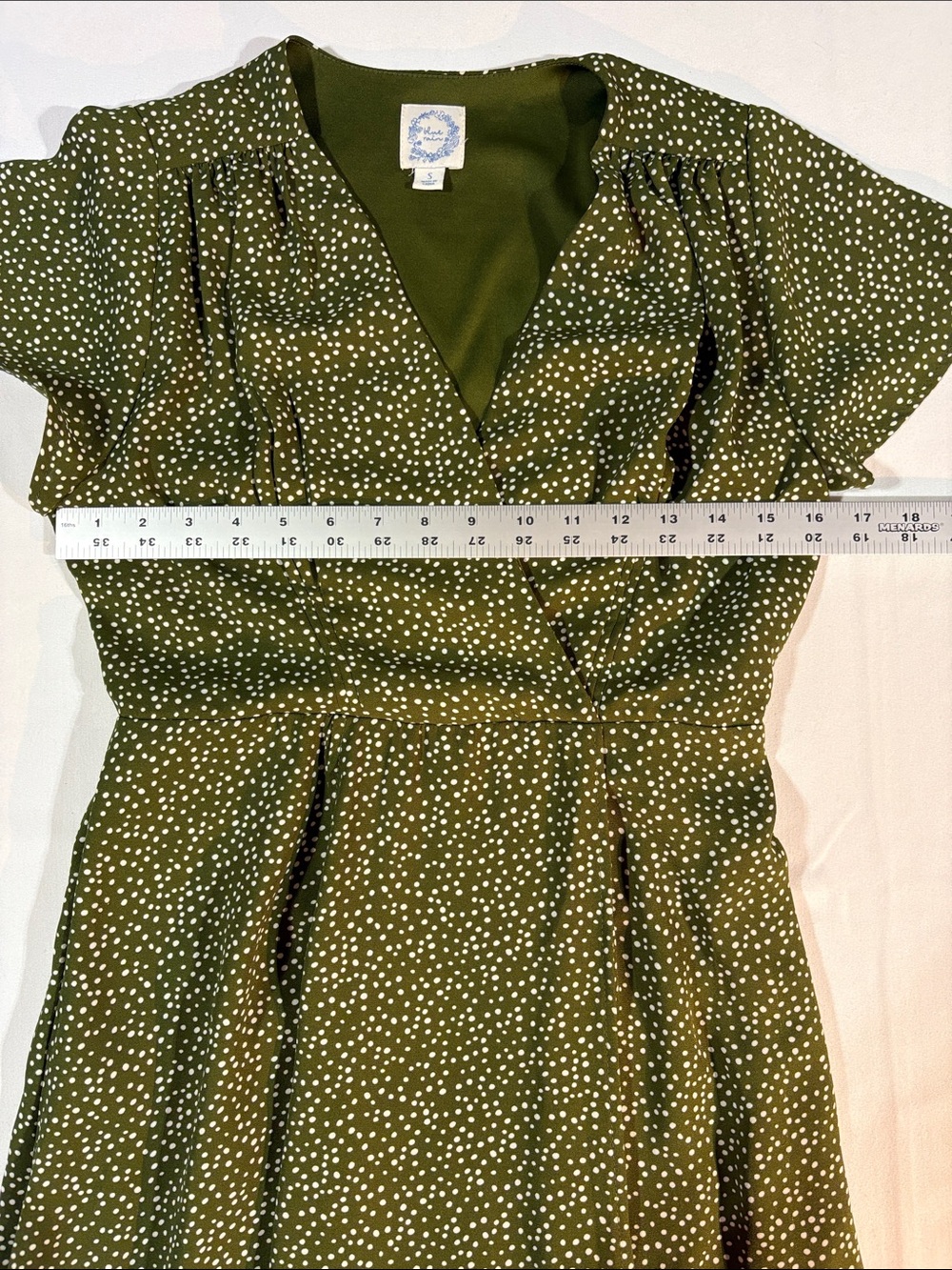 Blue Rain Green Polka Dot V-Neck Maxi Dress Size Small side zipper - Picture 13 of 16